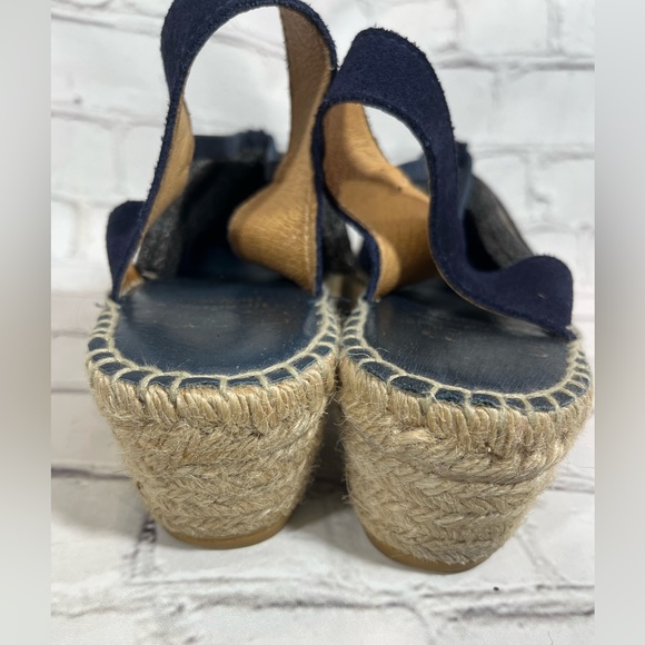 ANDRE ASSOUS Leather Espadrille Perforated Sandals Navy-41 - Picture 6 of 7